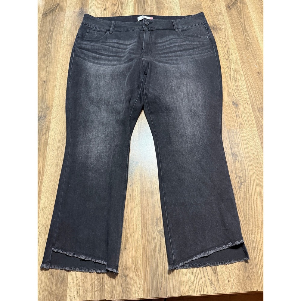 Cabi Jeans Women Size 18 Black Denim Hi-Low Crop High Rise Casual